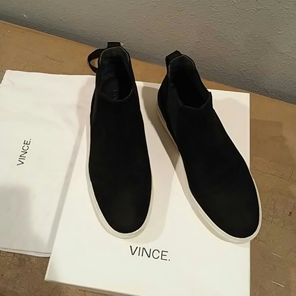 Vince Newlyn black suede high top sneakers
